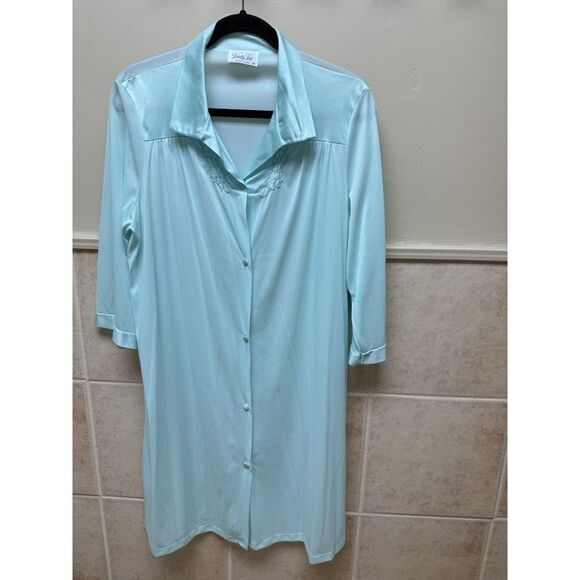 Vintage Nightgown Vanity Fair Baby Blue Button Up Made in USA. Sz M - Picture 2 of 10